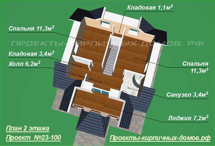 План 2 этажа двухэтажного дома 6 на 7